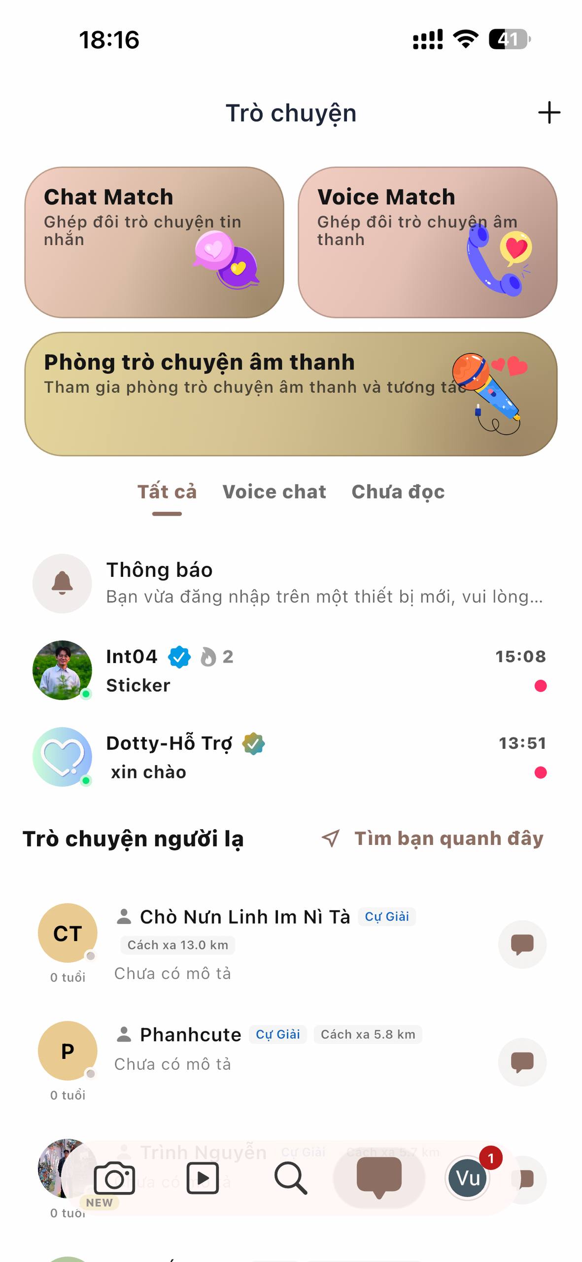 Dotty screen: Chat, message and call in real time